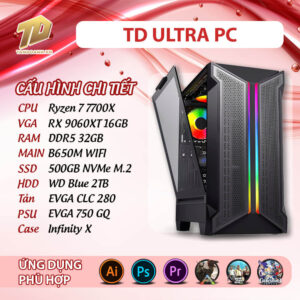 TD ULTRA PC (R7-7700X, B650M, 32GB DDR5, RX 9060XT, SSD 500GB, HDD 2TB)