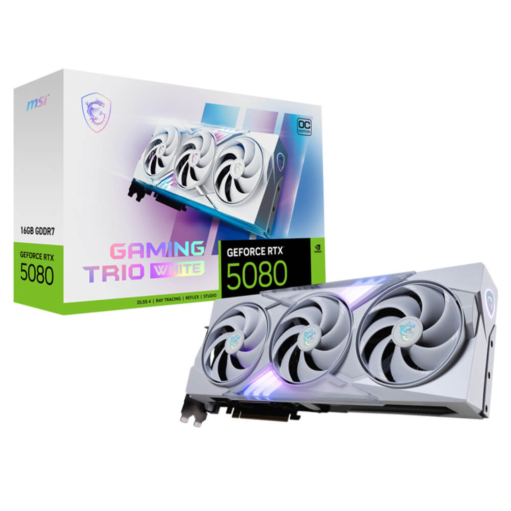 MSI GeForce RTX 5080 16G GAMING TRIO OC WHITE H1 MSI GeForce RTX™ 5080 16G GAMING TRIO OC WHITE - 16GB GDDR7