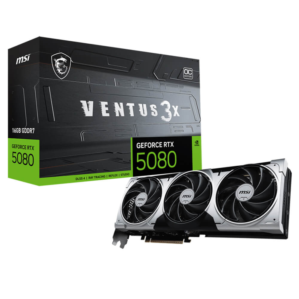 MSI GeForce RTX 5080 16G VENTUS 3X OC PLUS H1 MSI GeForce RTX™ 5080 16G VENTUS 3X OC PLUS - 16GB GDDR7
