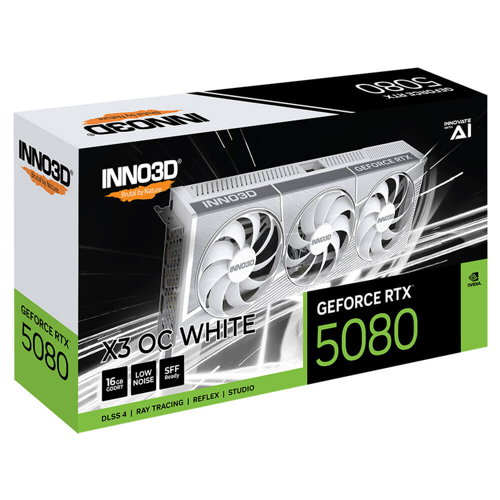 INNO3D GeForce RTX 5080 X3 OC WHITE H3 INNO3D GeForce RTX™ 5080 X3 OC WHITE - 16GB GDDR7 - Ảnh 3