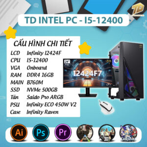TD INTEL PC (I5-12400, B760M, 16GB DDR4, SSD 500GB, I2424F7)