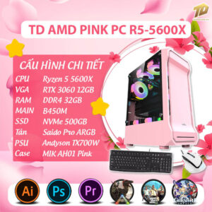 TD AMD PINK PC (R5-5600X, RTX3060, B450M, 32GB DDR4, SSD 500GB)