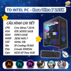 TD INTEL PC (Ultra 7 265K, Z890, 5070TI, 64GB DDR5, SSD 1TB)