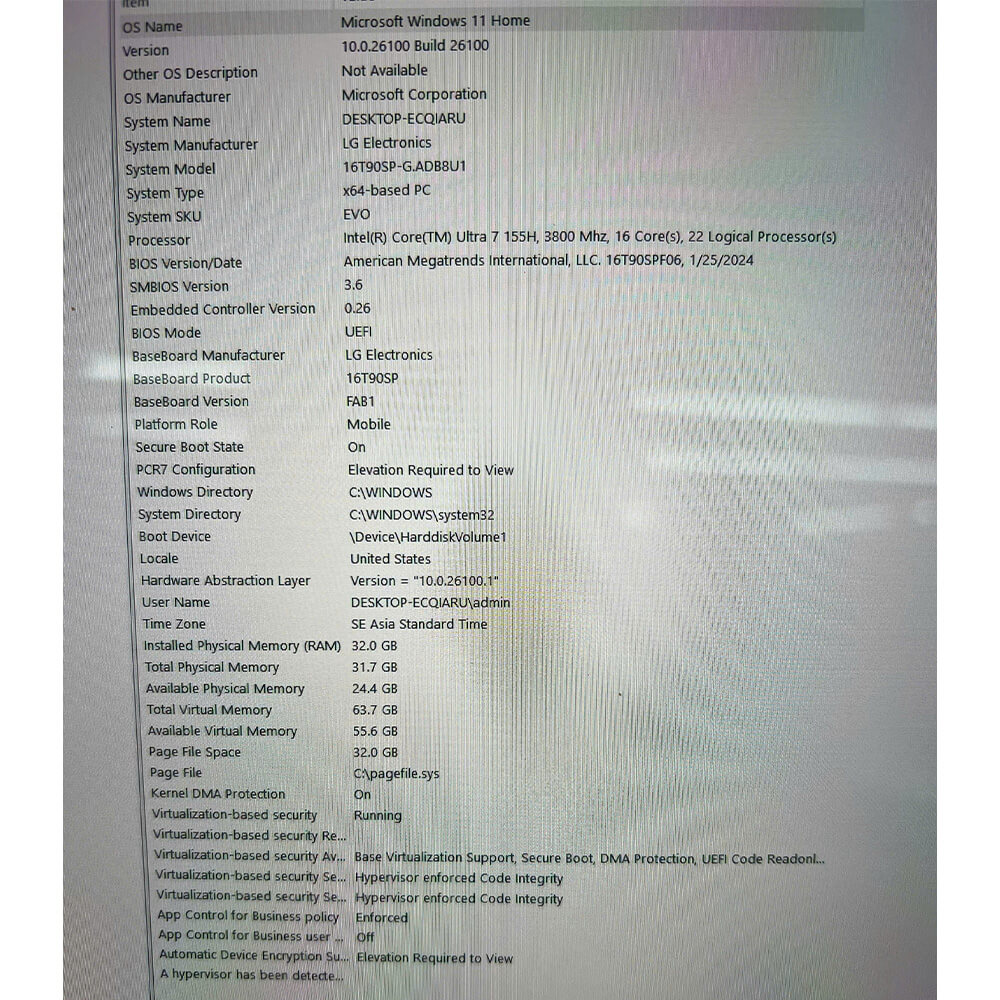 LG Gram Pro 16Z90SP K.AH75A5 Cu H3 Cũ - LG Gram Pro 16Z90SP-K.AH75A5 (Ultra 7 155H/ 16GB/ 512GB SSD/ 16 inch WQXGA/ 120Hz/ Win11/ Black) - Ảnh 6