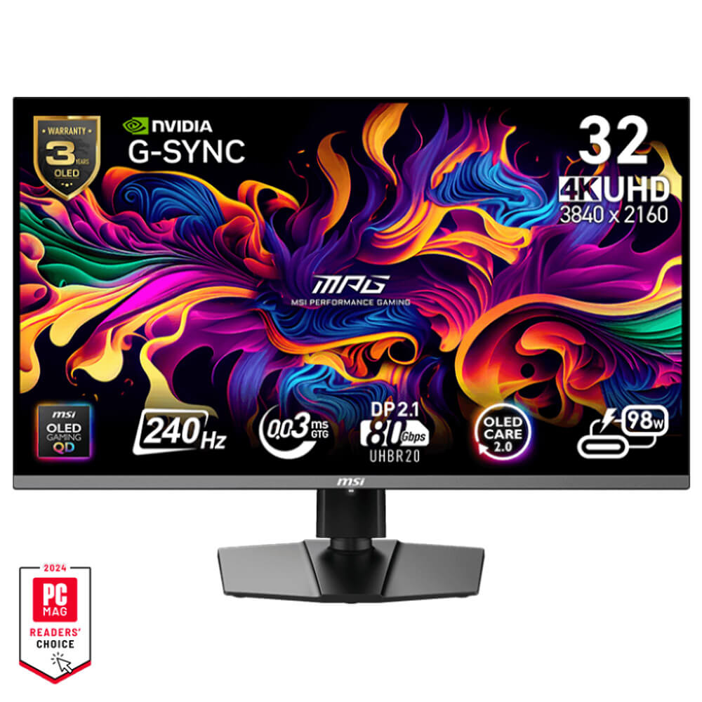 MSI MPG 322URX QD OLED H1 MSI MPG 322URX QD-OLED - 32 inch UHD QD-OLED | 240Hz | 0.03ms | Type-C | Gaming Monitor