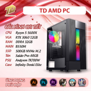 TD AMD PC (R5-5600X, RTX3060, B550M, 32GB DDR4, SSD 500GB)