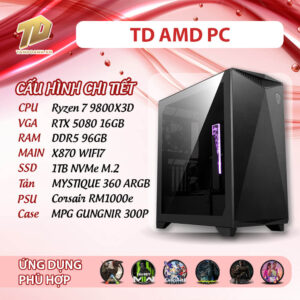 TD AMD PC (R7-9800X3D, X870E, 96GB DDR5, RTX5080, SSD 1TB)