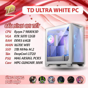 TD ULTRA WHITE PC (R7-9800X3D, RTX 5070, X670E, 64GB DDR5, SSD 1TB)