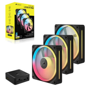 Corsair iCUE LINK LX120-R RGB 120mm PWM Reverse Fans Starter Kit – Triple Pack – Black
