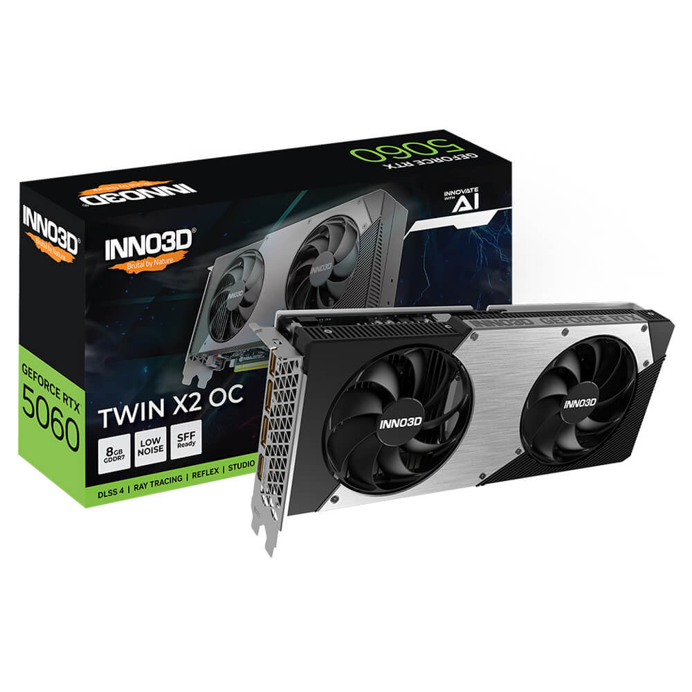 INNO3D GeForce RTX 5060 TWIN X2 OC H1 INNO3D GeForce RTX™ 5060 TWIN X2 OC - 8GB GDDR7