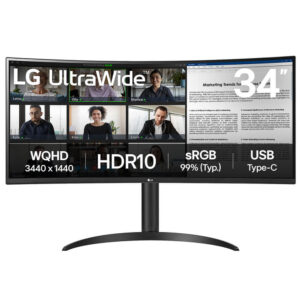 LG UltraWide 34WR55QK-B.ATV - 34 inch WQHD VA | 100Hz | 5ms | USB Type-C | Cruved | Gaming Monitor