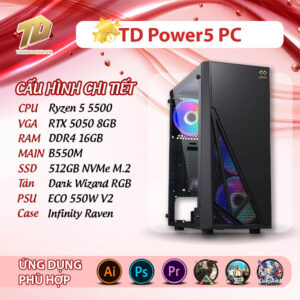 TD Power5 PC (R5-5500, B550M, 16GB DDR4, SSD 500GB, RTX5050)