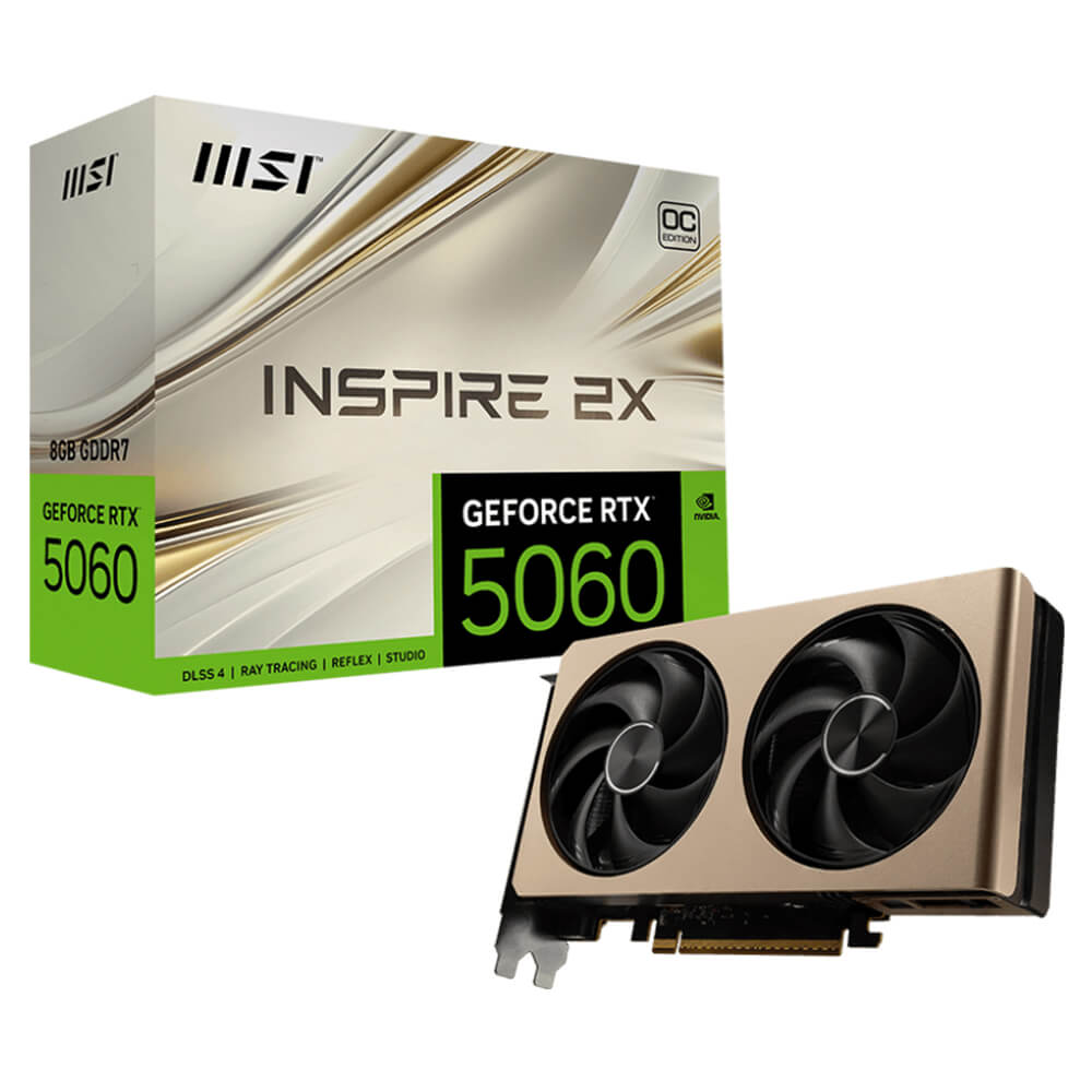 MSI GeForce RTX 5060 8G INSPIRE 2X OC H1 MSI GeForce RTX™ 5060 8G INSPIRE 2X OC - 6GB GDDR7
