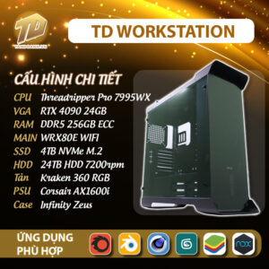TD Workstation VIP(Threadripper Pro 7995WX, Ram 256GB ECC, RTX 4090, SSD 4TB, HDD 24TB)