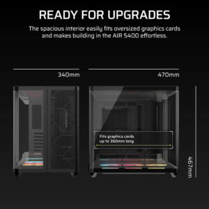 Corsair AIR 5400 LX R RGB iCUE LINK H10 Corsair AIR 5400 LX-R RGB iCUE LINK Black - Triple Chamber Mid-Tower PC Case