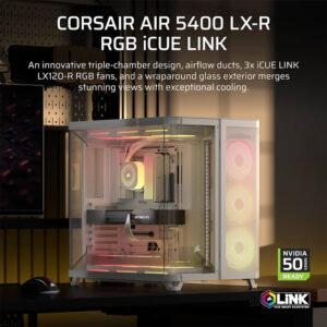 Corsair AIR 5400 LX-R RGB iCUE LINK White - Triple Chamber Mid-Tower PC Case
