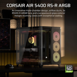 Corsair AIR 5400 RS R ARGB Black H2 Corsair AIR 5400 RS-R ARGB Black - Triple Chamber Mid-Tower PC Case