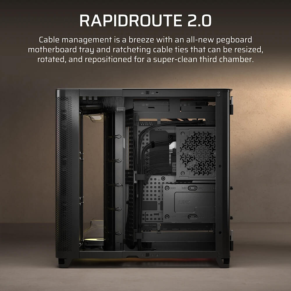 Corsair AIR 5400 RS R ARGB Black H7 Corsair AIR 5400 RS-R ARGB Black - Triple Chamber Mid-Tower PC Case - Ảnh 7