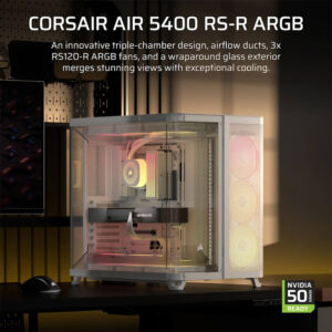 Corsair AIR 5400 RS-R ARGB White - Triple Chamber Mid-Tower PC Case