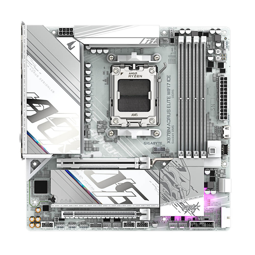 Gigabyte X870M AORUS ELITE WIFI7 ICE H2 Gigabyte X870M AORUS ELITE WIFI7 ICE - Socket AM5 - Ảnh 2