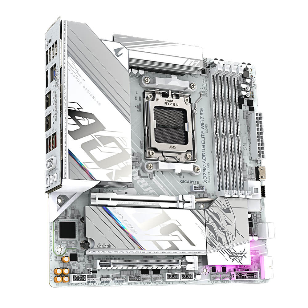 Gigabyte X870M AORUS ELITE WIFI7 ICE H3 Gigabyte X870M AORUS ELITE WIFI7 ICE - Socket AM5 - Ảnh 3