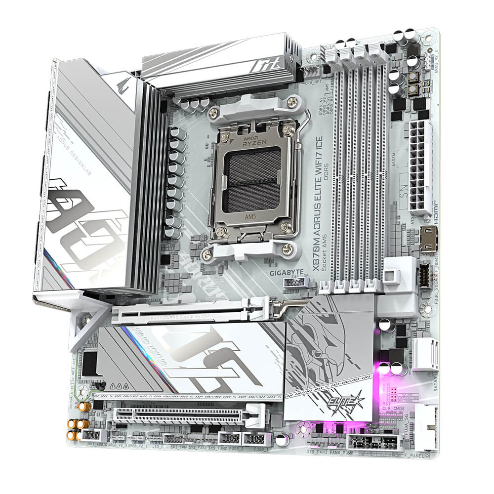 Gigabyte X870M AORUS ELITE WIFI7 ICE H4 Gigabyte X870M AORUS ELITE WIFI7 ICE - Socket AM5 - Ảnh 4