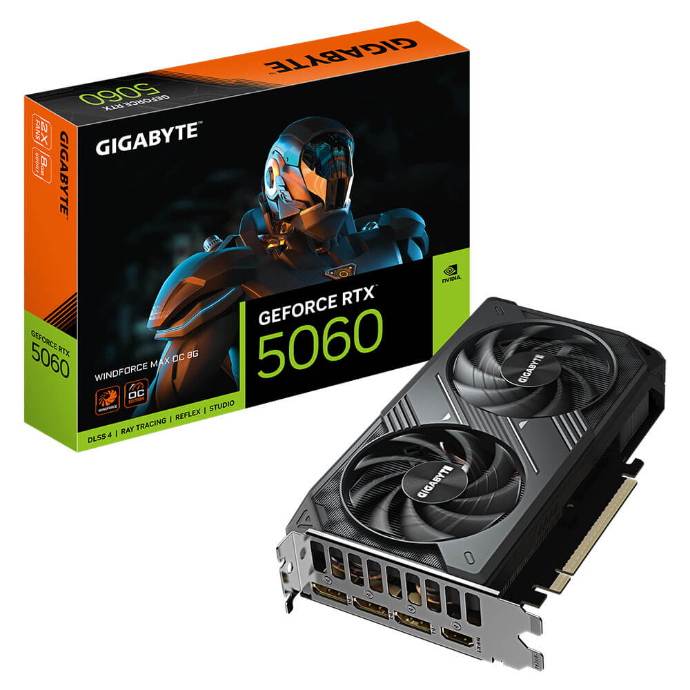 Gigabyte GeForce RTX 5060 WINDFORCE MAX OC 8G H1 Gigabyte GeForce RTX™ 5060 WINDFORCE MAX OC 8G - 8GB GDDR7