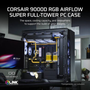 Corsair iCUE LINK 9000D AIRFLOW TG Super Tower Black Full Tower SSI EEB Case H6 Corsair iCUE LINK 9000D AIRFLOW TG Super-Tower Black - Full-Tower SSI-EEB Case
