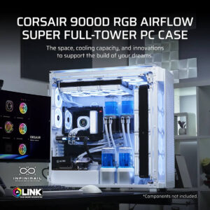 Corsair iCUE LINK 9000D AIRFLOW TG Super Tower White Full Tower SSI EEB Case H6 Corsair iCUE LINK 9000D AIRFLOW TG Super-Tower White - Full-Tower SSI-EEB Case