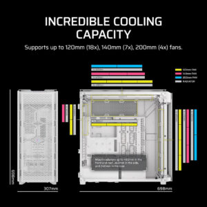 Corsair iCUE LINK 9000D AIRFLOW TG Super Tower White Full Tower SSI EEB Case H8 Corsair iCUE LINK 9000D AIRFLOW TG Super-Tower White - Full-Tower SSI-EEB Case